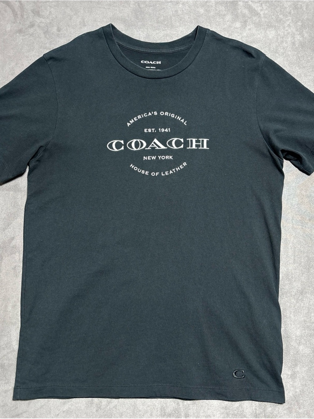 Coach Signature Logo Shirt Mens Small Black Monogram Organic Cotton